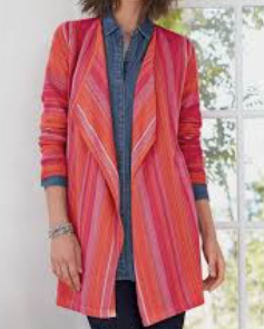 J. Jill Vibrant Stripes Draped Front Cardigan sz XS